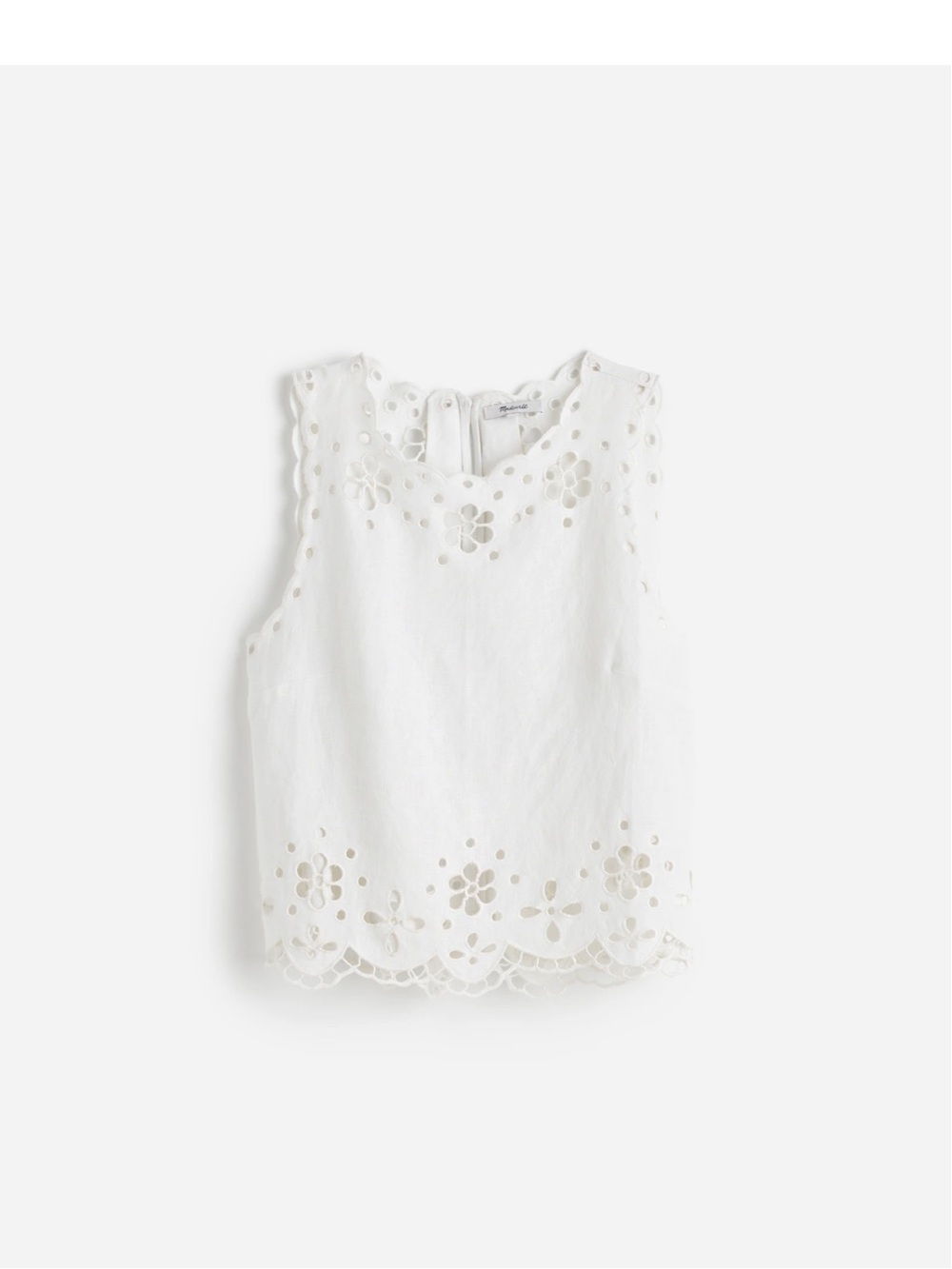 Madewell Embroidered Linen Eyelet High-Low Tank Medium - Picture 4 of 12